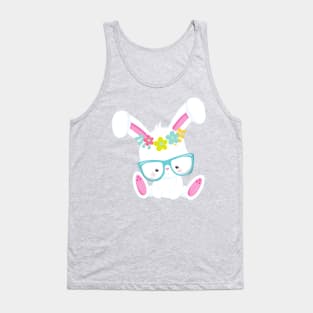 Hipster Bunny, Bunny With Glasses, Rabbit, Flowers Tank Top